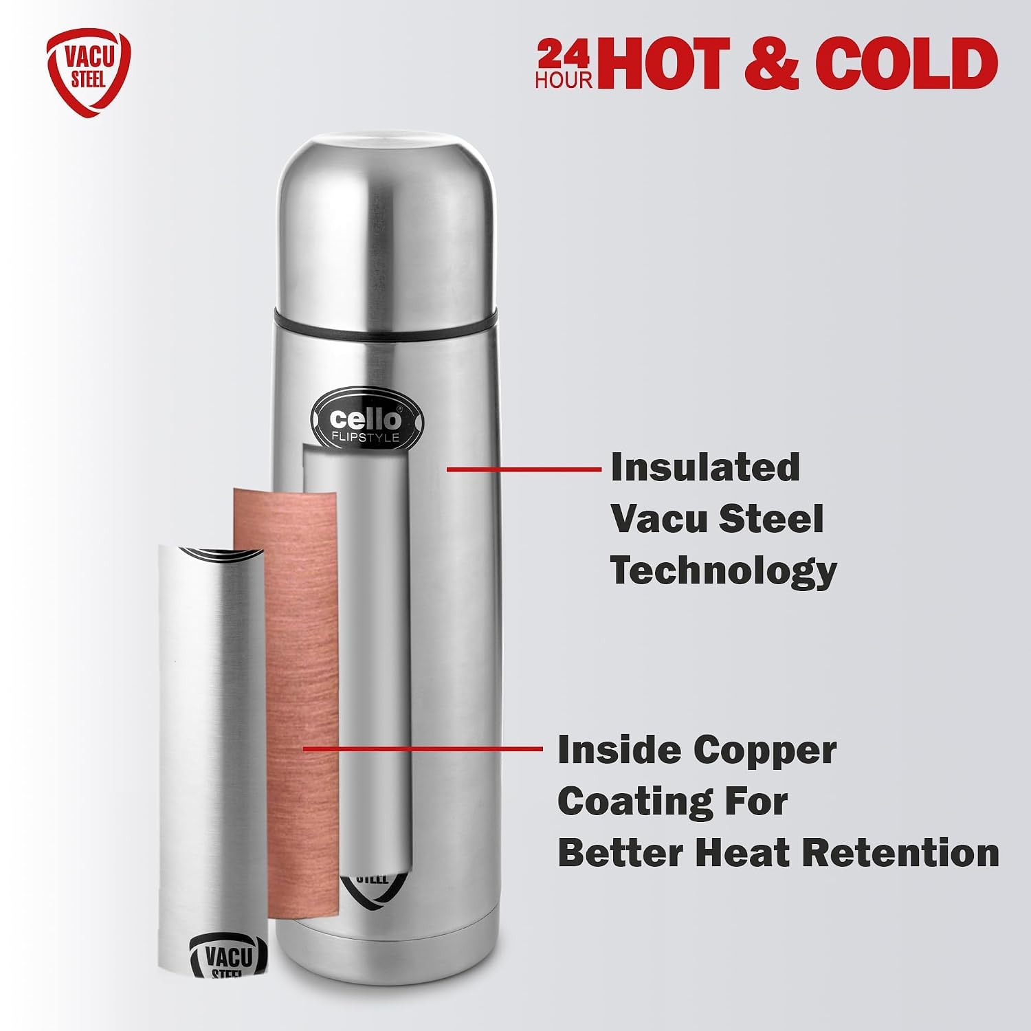 Cello Thermosteel Flipstyle 1000