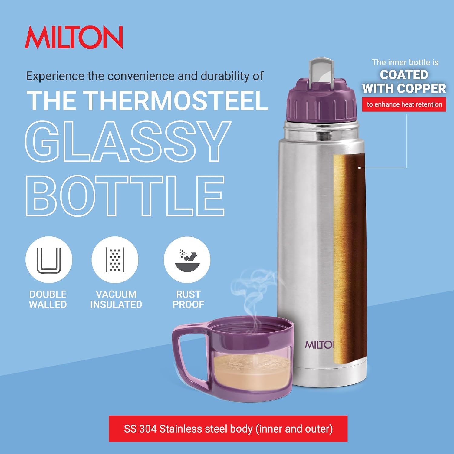 MILTON THERMOSTEEL GLASSY 750