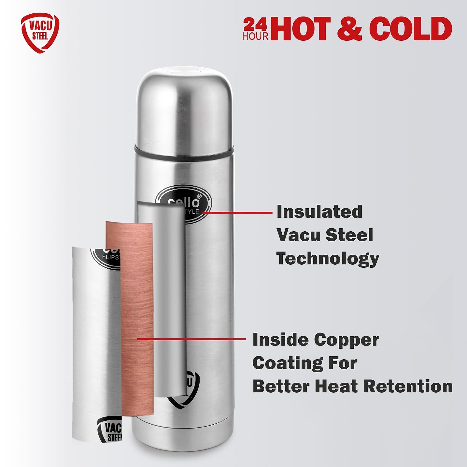 CELLO THERMOSTEEL FLIPSTYLE  750