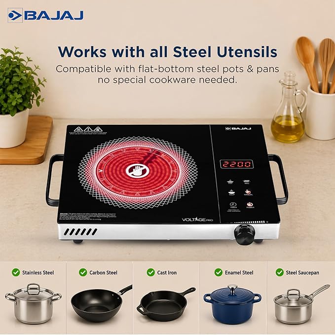 BAJAJ IRX 220F Infrared Induction Cooktop