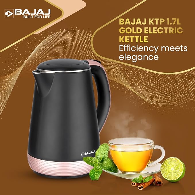 BAJAJ KTP 1.7 GOLD ELETRIC KETTLE  (1.7 L, Gold, Black)