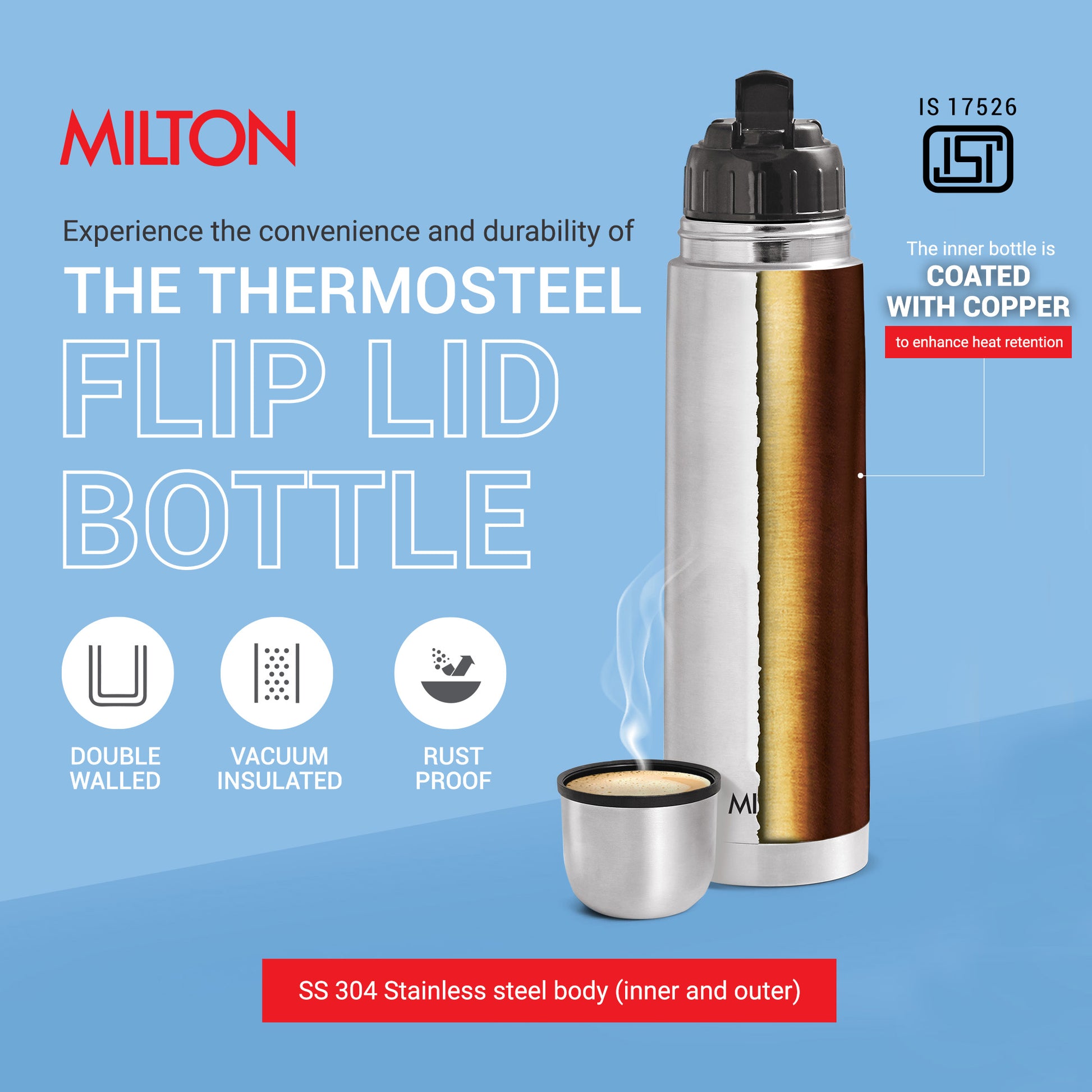 MILTON THERMOSTEEL 500 FLIP LID