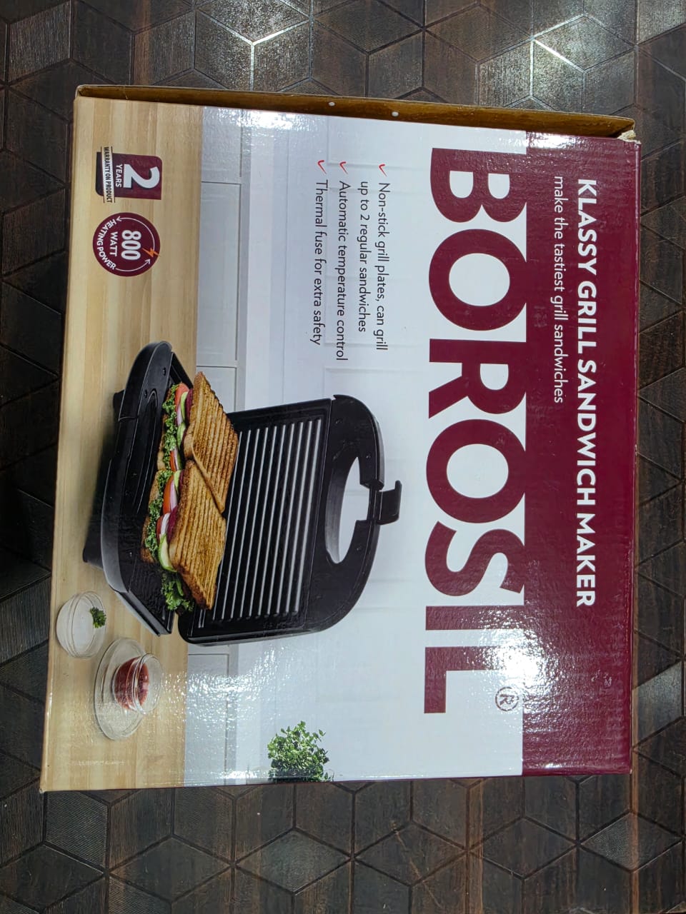 Borosil Klassy Grill Sandwich Maker – 800W